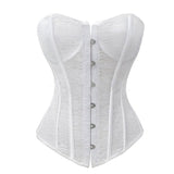 Sexy Women Gothic Corset Top Transparent Floral Lace Body Shapers Slimming Corselet Steel Bones Overbust Corsets Bustiers