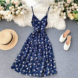 Women' Summer Holiday Print Sundress Spaghetti Strap Beach Style Sleeveless Maxi Dresses