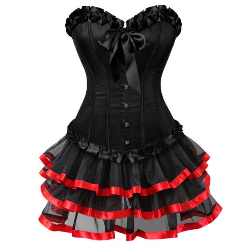 Sexy Corsets Bustier For Women Plus Size Lolita Costume Overbust Burlesque Corset And Skirt Tutu Set Corselet Gothic Gowns