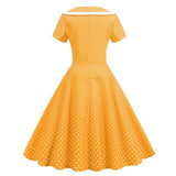 Short Sleeve V-Neck Wrap High Waist Polka Dot Summer Women 50s Pinup Robes Casual Swing Dress