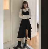 2021 Summer New Harajuku Women Irregular Sundress Suspenders Sleeveless Black Strap Dress