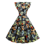 Ruffle Sleeve Floral Print Vintage Robe Elegant 50S 60S Women Summer Pin-Up Wear Knee Length Party Dress