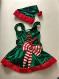 Miss Claus Costume Adult Xmas Uniform New Year Green Christmas Mini Dress Hat with Women's Santa Claus Costumes Fancy Dress