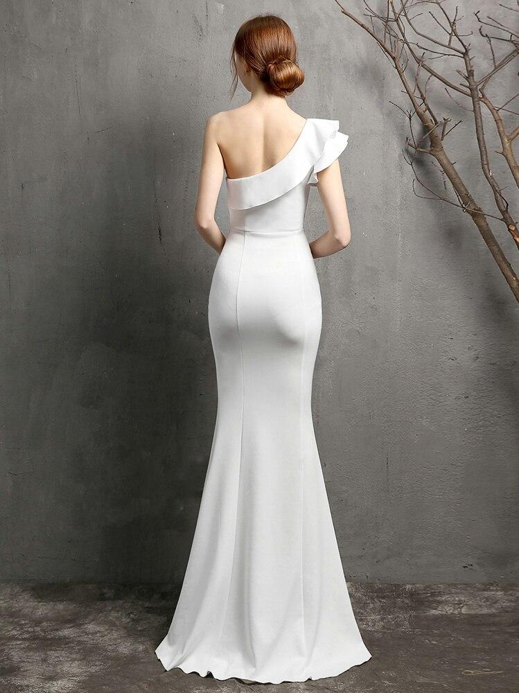 Simple Long Evening Dress One Shoulder Elegant Women Wedding Party Dress