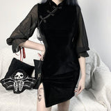 Gothic Women Dress Cheongsam Chinese Style Skinny Mini Dress Streetwear Sexy Vintage Harajuku Summer Women Clothing Slim 2021