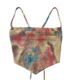 Tie Dye Glitter Cami Sparkle Backless Pleated Scarf Crop Tops