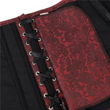 Women Lace up Boned Overbust Waist Cincher Red Floral Retro Sexy Corsets and Bustiers Top Lingerie