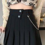 High Waist Pleated Mini Skirts Spring Korean Style Solid Color All-match Ladies A-line Short Skirt