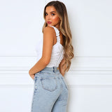 V Neck Sexy Casual Crop Top Vest Ladies Ruched Lace Up Ruffles Women Tank Tops