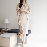 Women Bandage Elegant Shirt Dress New V-Neck Long Sleeve Office Lady Fashion Tide Spring Autumn dresses