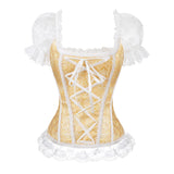 Sexy Bride Corsets Bustier Gothic Lace up Halloween Vest Overbust Corset Shoulder Straps Shoulder Sleeve Body Shapewear Corselet