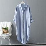 Long Sleeve Women Long Shirt Dress Spring Autumn Casual Buttons Loose Clothes Robe Femme Vestido