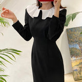 French Style Spring Autumn Women's Dress Casual A-Line Office Lady Eleagnt Lace-Up Slim Fashion Dresses