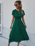 Vintage Sweet Solid Summer Casual Slim High Waist Party Beach Long Dress