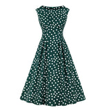 1950s Polka Dot Sleeveless Midi Swing Robe Pin Up Elegant Vintage 50s 60s Retro Party Dresses