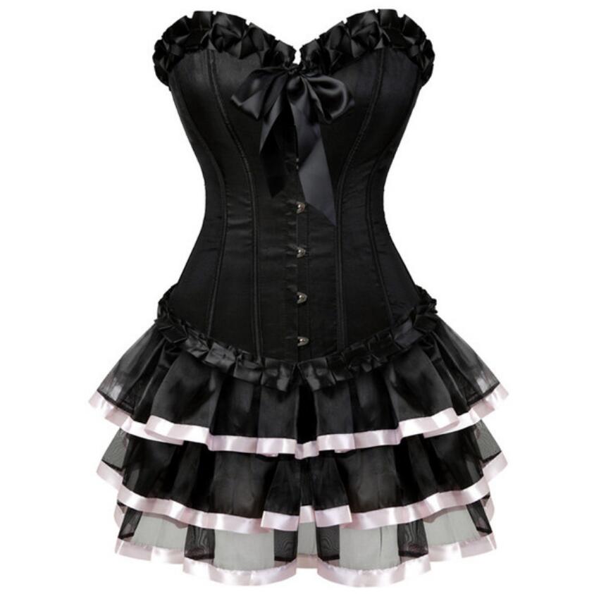 Sexy Corsets Bustier For Women Plus Size Lolita Costume Overbust Burlesque Corset And Skirt Tutu Set Corselet Gothic Gowns