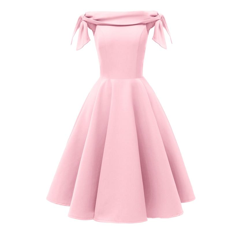 Knee-Length Formal Pink Tunic Short Party Dress Slash Neck Solid Color Plus Size Vestido de noiva Elegant Satin Pleated Dresses