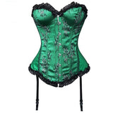 Sexy For Women Lace Up  Lingerie Corsets and Bustiers Gothic Korset Embroidery Floral Corset Top Red Green Purple Gray