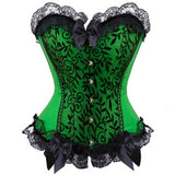 Women Sexy Satin Lace Up Overlay Overbust Corset Control Waist Bustiers Party Bodyshaper Showgirl Cosplay Clothing Size S-6XL