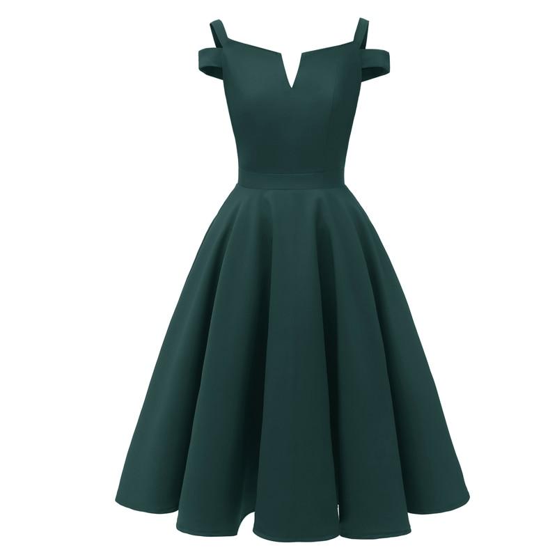 Green Solid Notch Neck Cold Shoulder Luxury Vintage A Line Banquet Elegant Lady Dress