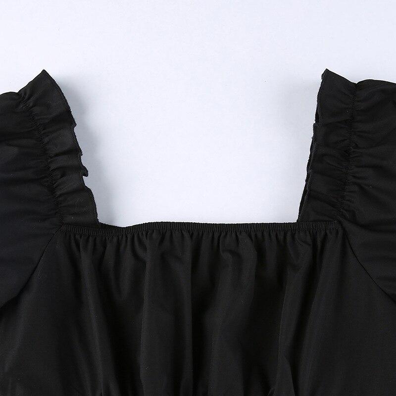 Retro Vintage Women Party Dress Black Solid Color Short Sleeve Mini Streetwear Gothic Streetwear Female Elegent Vintage Dresses