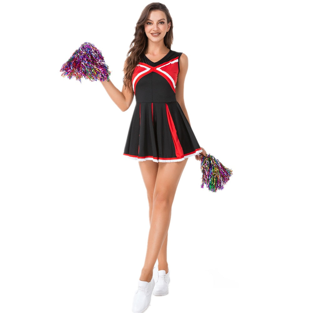 Ladies Cheerleader Costume School Girl Outfits Fancy Dress Cheer