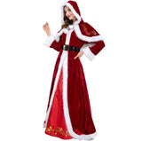 Santa Claus Christmas Fancy Dress Women Cosplay Adult Suits Festival Xmas Party Costume Luxurious Velvet Christmas Dress Robe