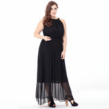 Plus Size Women Casual Beach Party Sleeveless Long Maxi Chiffon Bohemian Dress Beachwear