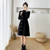 2021 Spring Autumn Women Knit Long Sleeve Dress Solid Casual Bottom Mini Vestidos