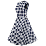 1950s Plaid Sleeveless Cotton Button Robe Pin Up Swing Retro Vintage Dresses