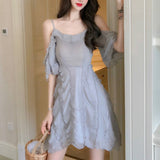 Summer Fairy Dress Women French Sexy Backless Ruffles Designer Mini Dress Casual Slim Fit Korean Kawaii Dress