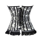 Halter Corset Sexy Bustier Lingerie Zipper Side Brocade Lace Flower Print Overbust Corset Vest Top Corselet for Women