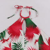 Multicolor Botanical Print Cut Out Front Halter High Waist Vintage Style Beach Summer Dress