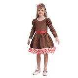 New Christmas Children Clothes Dress Gingerbread man Cosplay Kids Girls Festival Party Dresses One Piece New year Costume