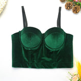 Crop Top Slim Women Cropped With Cups Velvet Winter Sexy Party Solid Corset Push Up Bustier Cami Built in Bra