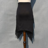 Asymmetrical Latin Dance Women Stretchy Bodycon Tassel Fringe Black Dancewear Ballroom Tango Skirt