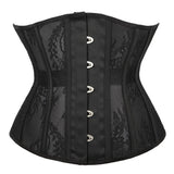 Women Waist Training Black Underbust Corset Top Basque Corselet Bustier Lingerie Belt