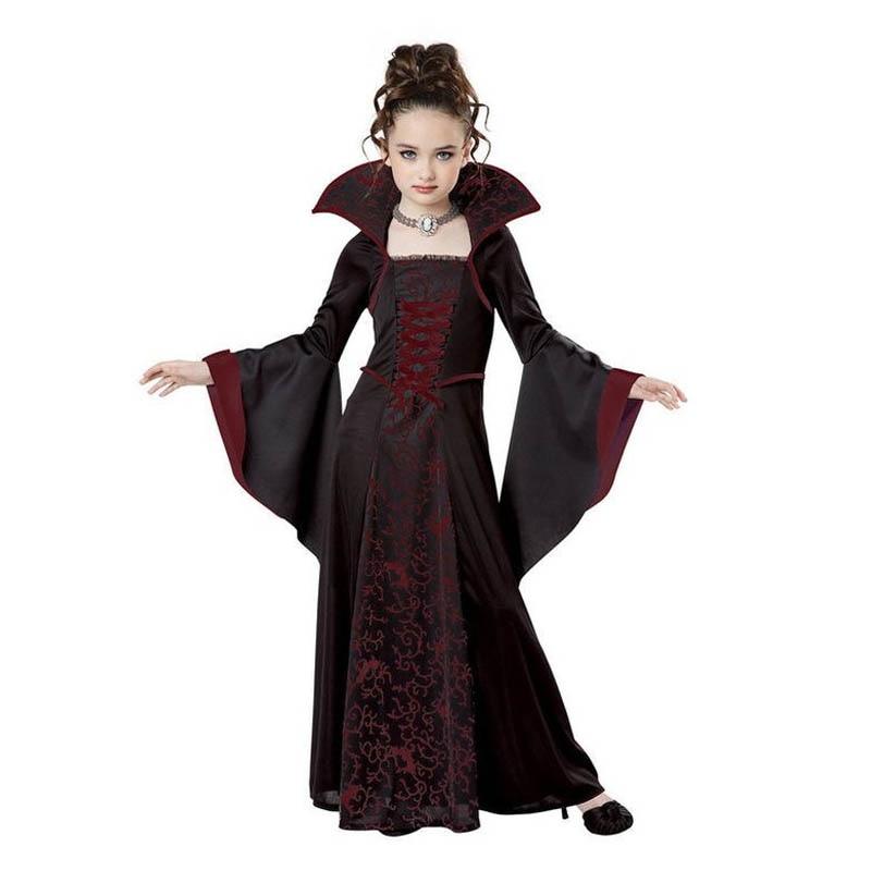Halloween Costume for Kids Girls Witch Vampire Cosplay Costume Disfraz Halloween Mujer Children's Performance Clothing for Party