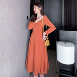 Women Spring Vintage French Style Dresses Slim Banded Waist Button Front  Retro Holiday