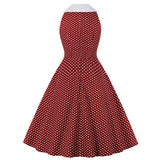 Red Polka Dot Cotton Sleeveless Robe Pin Up Swing Vintage 50s 60s Retro Dresses