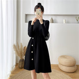 2021 Spring Autumn Women Knit Long Sleeve Dress Solid Casual Bottom Mini Vestidos