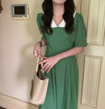 Summer Women Fashion Patchwork Elegant Chic Solid Vintage Dress Office Lady Fenimine Vestidos