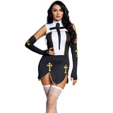 3pcs Halloween Costumes For Adult Women Sexy Slutty Nasty Blonde Sister Nun Costume Cosplay Party Fancy Dress Up
