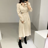 Spring Summer 2021 New Women Dress Long Sleeve Turn Down Collar Shirt Lace Up Ladies Casual Dresses Vestidos