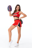 Womens Cheerleader Costume Sexy Cheerleading School Girls Party Clubwear Crop Top with Mini Skirt + Pompoms Suit Cosplay Uniform