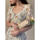 Summer Floral Print Dress Women Elegant Sweet Casual Chic  Beach Dress Female French Party Holiday Outdoor Korean Dress 2021 New