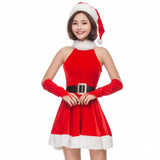 Christmas Costume Women Sexy Velvet Dress Santa Claus Cosplay Outfit Xmas New Year Fancy Dress For Adults Suit