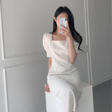 New Summer Women Solid Color Elegant vestidos Business Party Bodycon Work Office Lady Female Dress