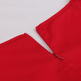 Ruched Wrap V-Neck High Waist 50s Retro Red Party Elegant Cap Sleeve Knee-Length Dress