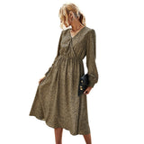 Long Sleeve Elegant Casual Dot Print Trendy Loose Party Women Dress